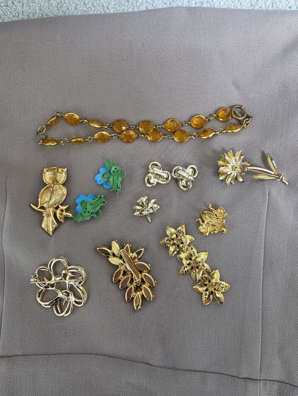 Vintage Whimsical Jewelry Lot CORO Sarah Coventry Fleurette Owl Brooch 70s 80s - Picture 9 of 13